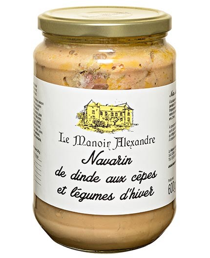 Navarin de dinde aux cèpes saveur champignons et legumes d'hiver - Bocal 600 g