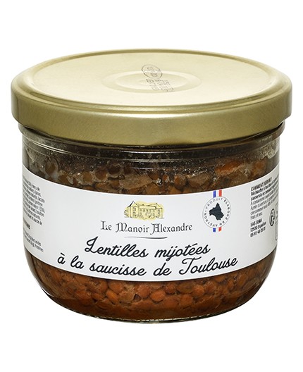 Lentilles mijotées à la saucisse de Toulouse - Bocal 350 g