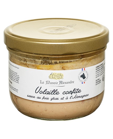 Volaille confite sauce au foie gras et à l'Armagnac - Bocal 350 g Volaille confite sauce au foie gras et à l'Armagnac - Bocal 350 g