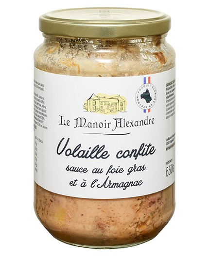 Volaille confite sauce au foie gras et à l'Armagnac - Bocal 650 g