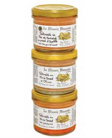 "SOLEIL" Lot de 3 Bocaux de Tartinables au Foie de Canard