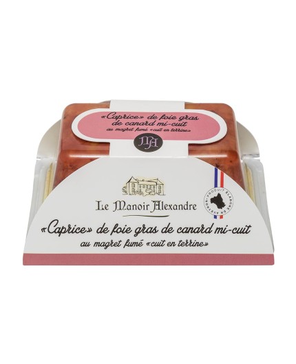 "Caprice" de Foie Gras de Canard Mi-Cuit au magret fumé "Cuit en Terrine"-Opercule 450g
