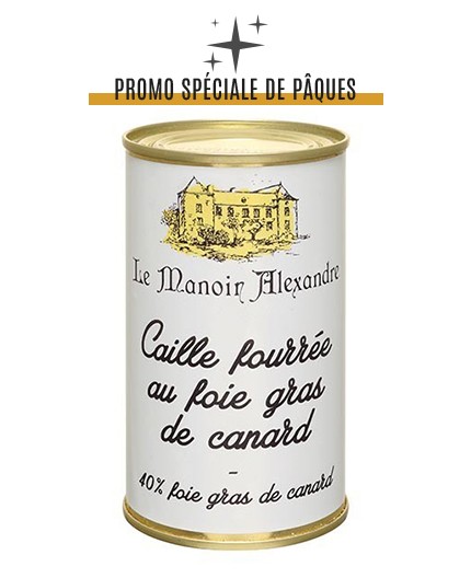 Caille Fourrée au Foie Gras de Canard "40% Foie Gras de Canard"-Boîte 190g