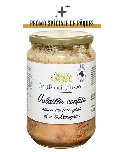 Volaille confite sauce au foie gras et à l'Armagnac - Bocal 650 g