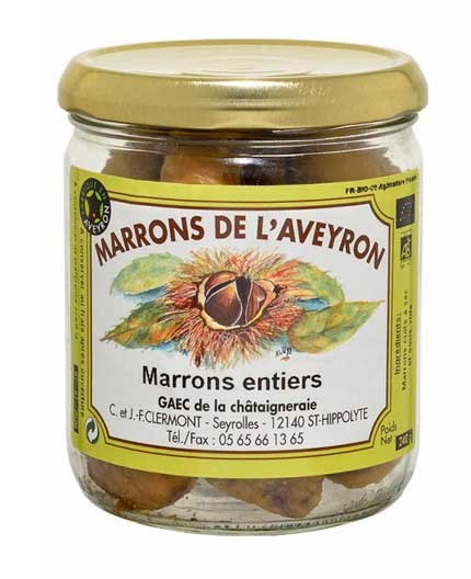Marrons de l'Aveyron"marrons entiers"Bocal 240 g
