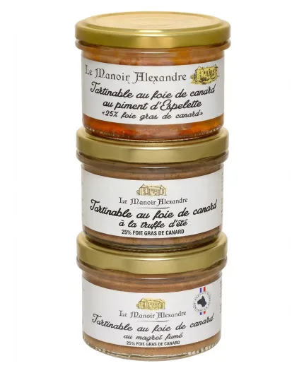 Lot de 3 Tartinables au Foie Gras, "Gourmand" - Le Manoir Alexandre