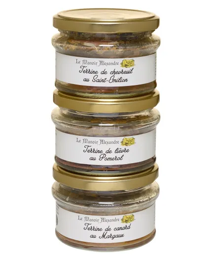 Lot de 3 Terrines, Caviste 1, Bocaux de 100 g - Le Manoir Alexandre