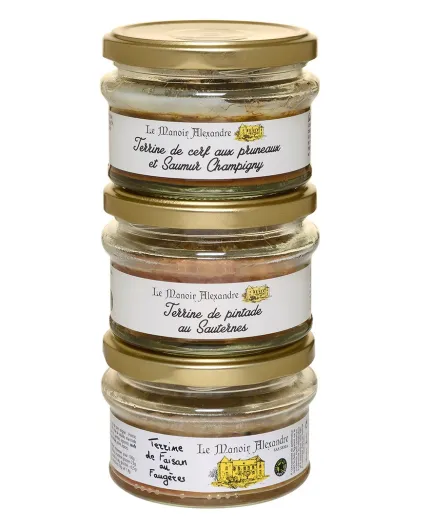 Lot de 3 Terrines, Caviste 2, Bocaux de 100 g - Le Manoir Alexandre