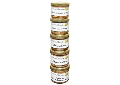 Lot de 5 Terrines, Originales, Bocaux de 90 g - Le Manoir Alexandre