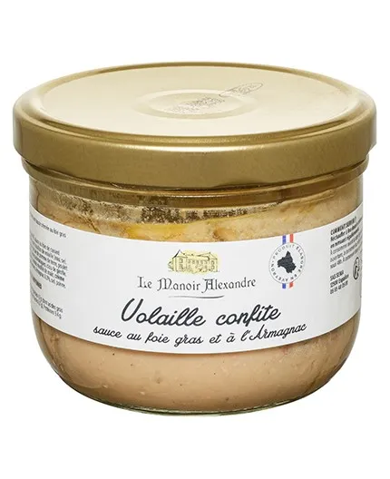 volaille-confite-sauce-au-foie-gras-et-a-l-armagnac - Le Manoir Alexandre
