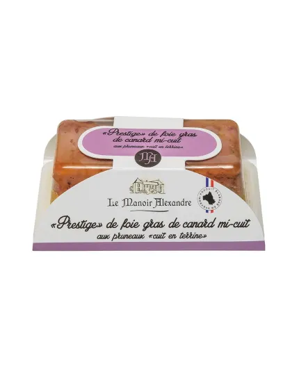 «Prestige» de foie gras de canard mi-cuit aux pruneaux "cuit en terrine" - opercule 200