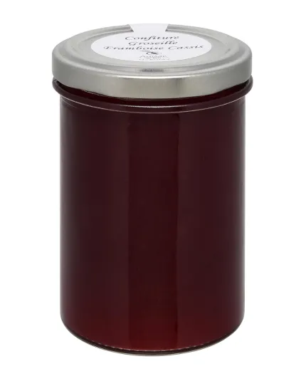 Confiture groseille, framboise, cassis (provenance Aveyron)