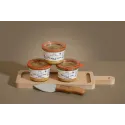 Coffret « Trio précieux » - Plateau paulownia avec manche et tartineur inox manche acacia