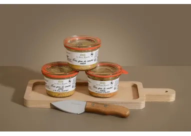 Coffret « Trio précieux » - Plateau paulownia avec manche et tartineur inox manche acacia