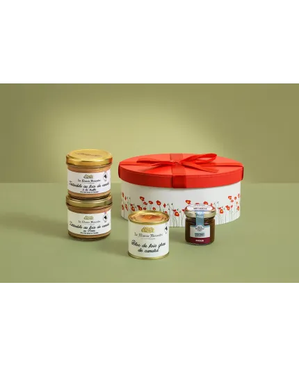 Coffret « Rouge et délices» - Coffret carton ovale coquelicots