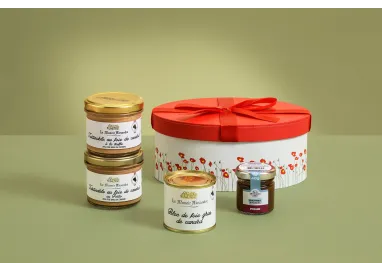 Coffret « Rouge et délices» - Coffret carton ovale coquelicots