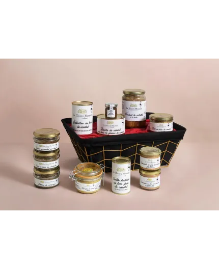 Coffret « L'essentiel» - Corbeille métal doré doublée tissu noir