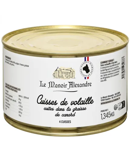 Cuisses de volaille cuites dans la graisse de canard  - Boite 1345 g