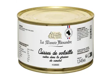 Cuisses de volaille cuites dans la graisse de canard  - Boite 1345 g
