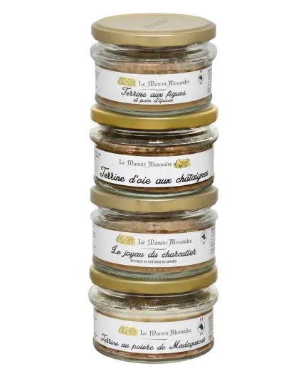 Lot de 4 Terrines, Le Festif , Bocaux de 100 g - Le Manoir Alexandre