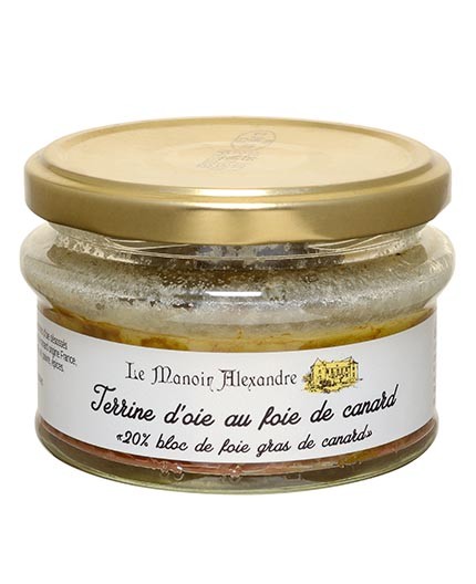 Terrine d'Oie au Foie de Canard "20% Bloc de Foie Gras de Canard" -Bocal100g