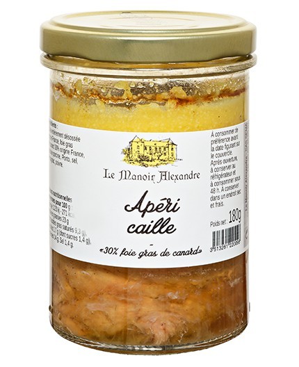 Apéri-Caille "30% Foie Gras de Canard"- Bocal 180 G