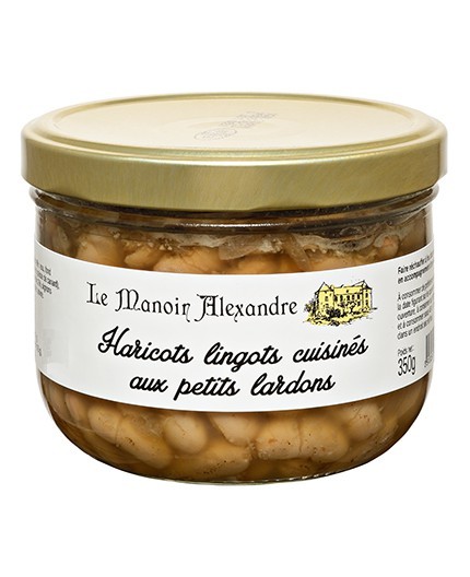 Haricots Lingots Cuisinés aux Petits Lardons - Bocal 350 g