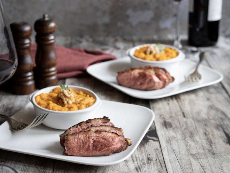 Recette – Magret mariné au miel et purée de patates douces